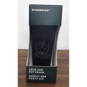 Starbucks Winter 2024 Black Pleated Cold Cup Keychain New Stocking Stuffer